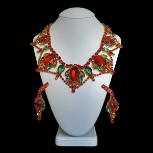 Orange Necklace Set for Womens Roxanne - necklace and earring jewelry set