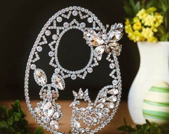 Spectacular Easter egg, Floral, Easter egg flower, Easter Decoration, rhineste Easter Egg, Vintage Easter gift, home goods easter,
