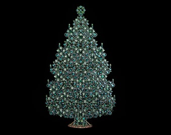 Huge Christmas tree (Green), Huge vintage Christmas tree from green rhinestones.