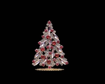 Magical Christmas Tree (Pink), Magical tabletop Christmas tree handcrafted with pink rhinestones.