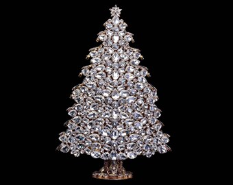 3D Snowy Yule Christmas Tree (Crystal Clear), Handcrafted unique 3D design Christmas decoration - clear.