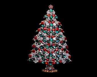 3D Festive Yule Christmas Tree (Festive Color), Handcrafted unique 3D design Christmas tree - festive color