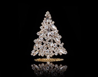 Arbre de Noël en strass, arbre de Noël vintage - vintage Strass Bijoux Cristaux Arbre de Noël, Arbre en strass tchèque, arbre à bijoux