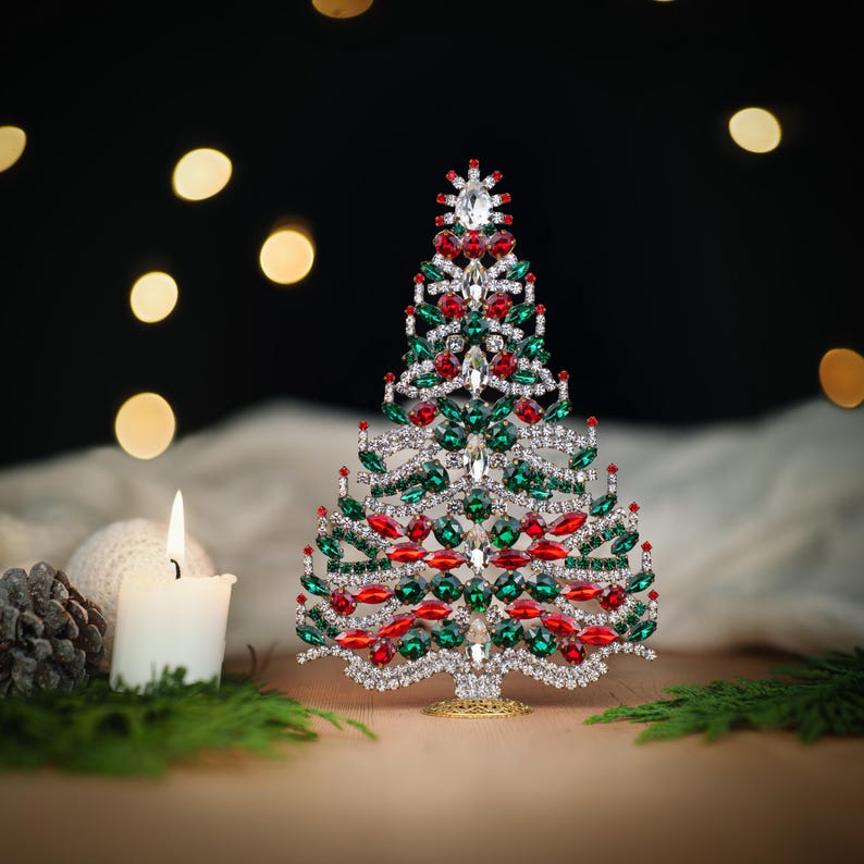 Sparkling Pinnacle Christmas Tree (festive Colours), Handmade Tabletop ...