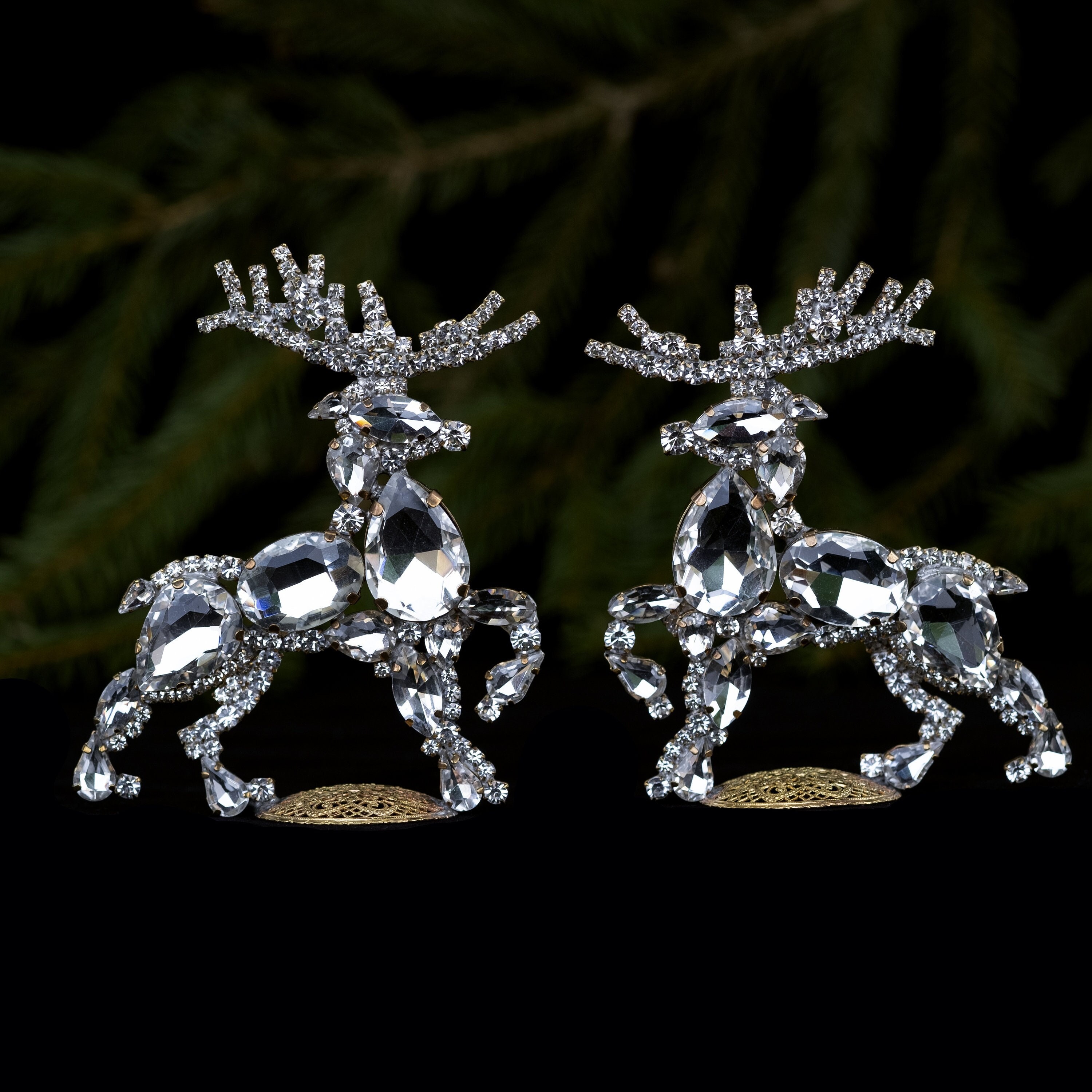 チェコガラス/トナカイ/左向き/クリスマス/オブジェ/卓上/ラインストーン チェコガラス/トナカイ/左向き/クリスマス/オブジェ/卓上/ライン