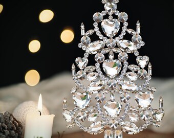 Handgemaakte Tsjechische strassteenkristallen kerstboom van liefde