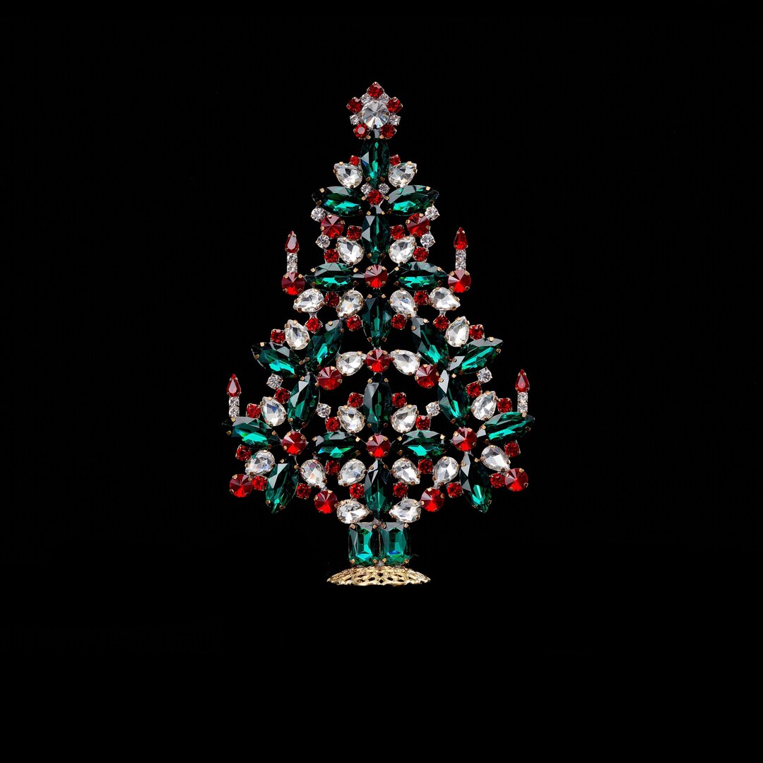 Elegant Table Top Christmas Tree Handcrafted With Colored Etsy