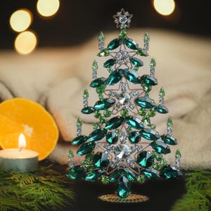 Crystal Christmas Tree with Stars (Green-Crystal)