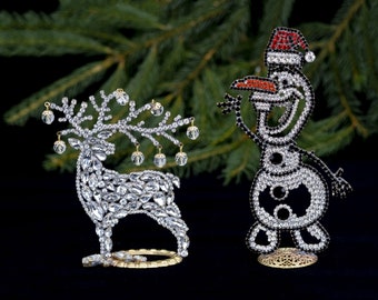 Clear Christmas Reindeers +  Festive Snowman