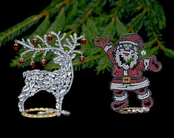 チェコ製ハンドメイドラインストーンクリスマスツリーオーナメント