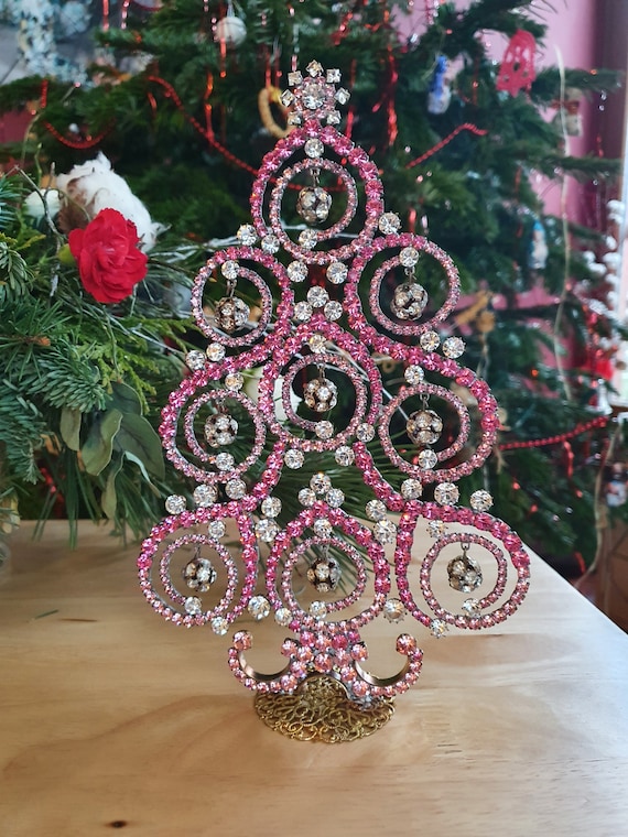czech bijoux tree xmas ornaments czech bijoux Christmas tabletop trees vintage vintage bijoux rhinestones luxury christmas