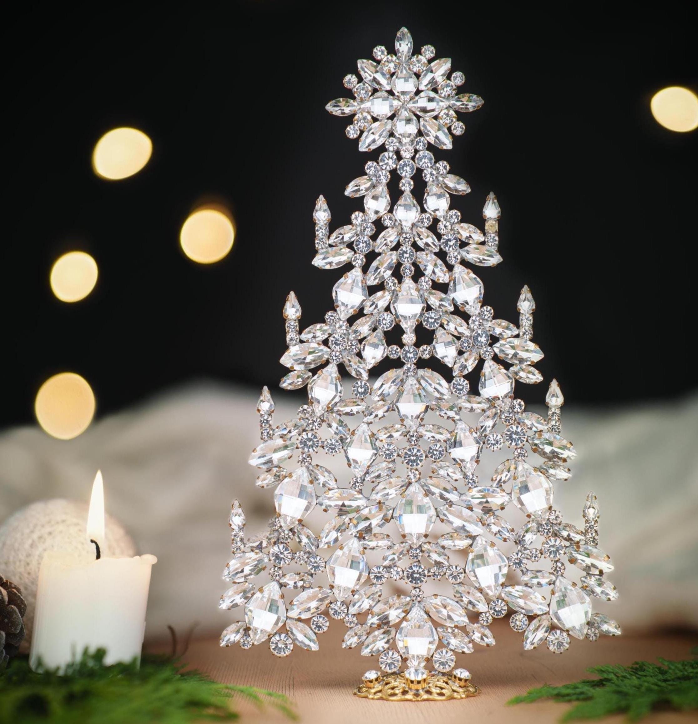 特大 チェコラインストーン クリスマスツリー クリスマスの装飾が施された透明なチェコのラインストーンクリスタルで