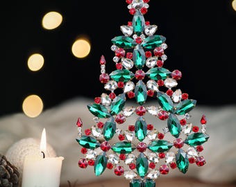 Kerstboom met strassteentjes: handgemaakt Tsjechisch kristallen tafeldecor