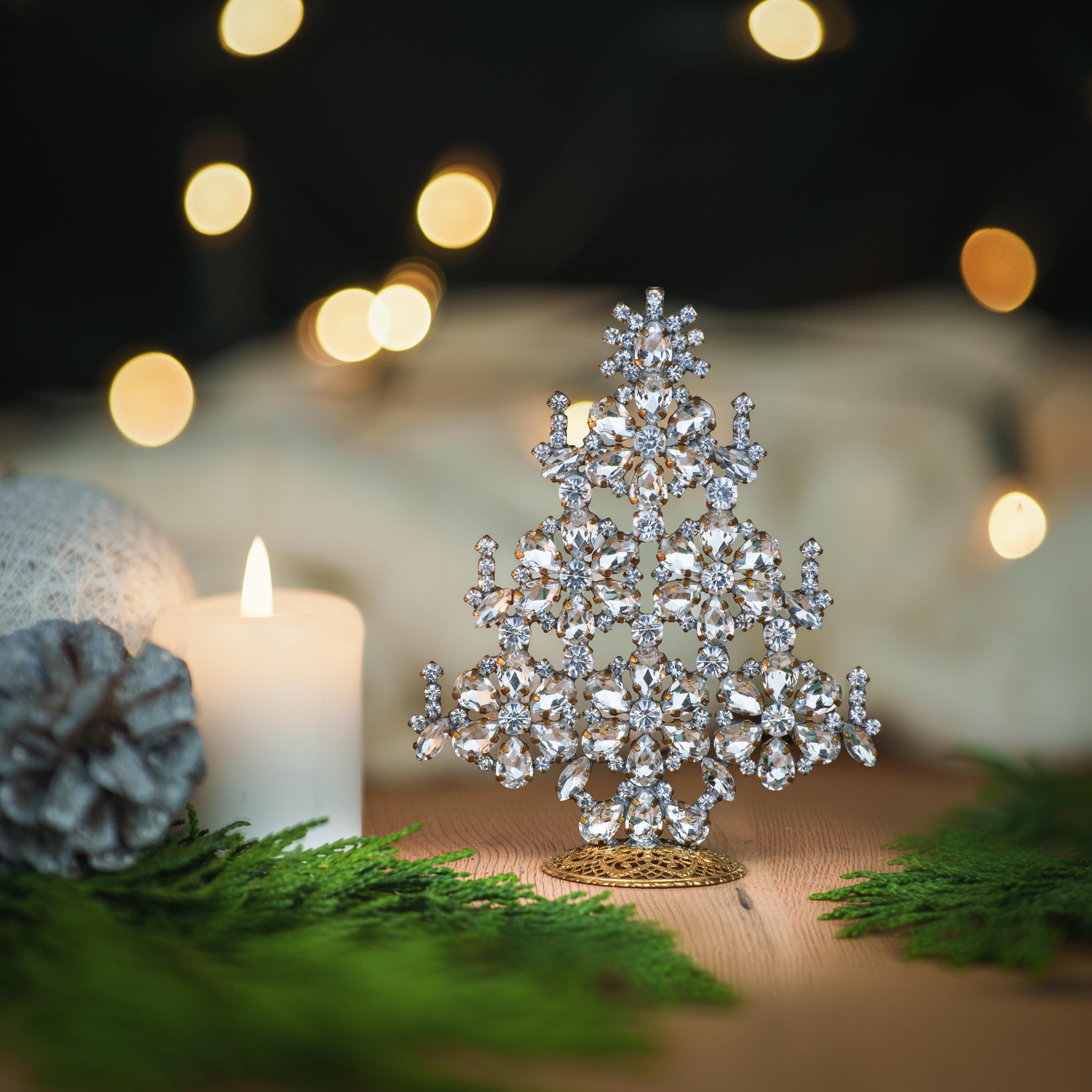 Festive and Funky Flower Power Xmas Tree, Christmas Tree Decor, Tabletop tree decorations for home.