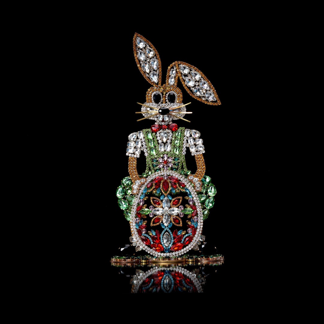 Easter Crystal Rabbit Big Easter Bunny, Large Crystal Rhinestone Bunny, Easter Bunny, Czech ...
