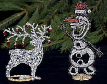 Clear Christmas Reindeers with LT Siam Antlers +  Festive Snowman