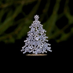 Brilliant table top Vintage Czech Christmas tree, handcrafted with Clear coloured Czech rhinestone crystals decorations.