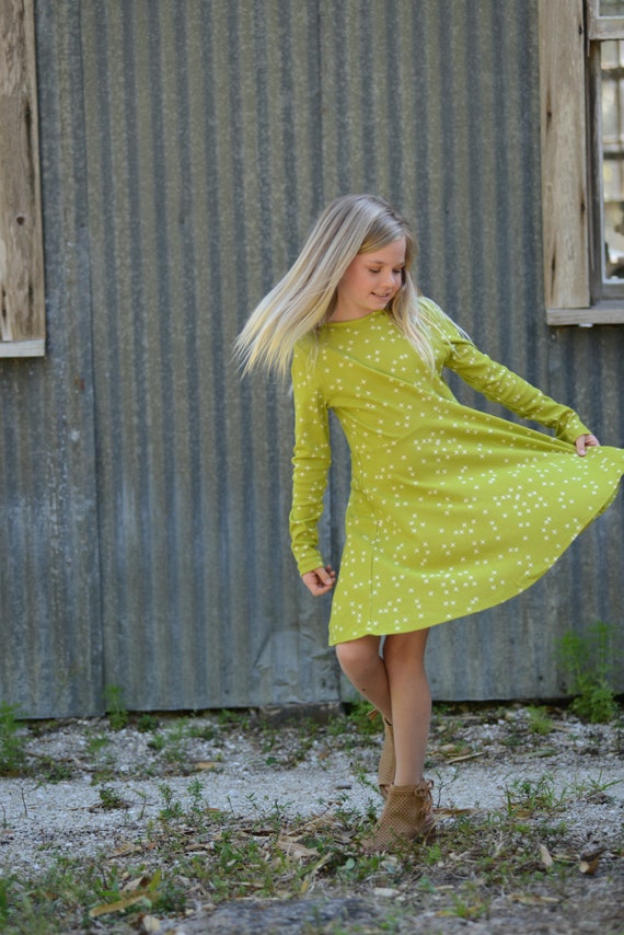 Organic Cotton Children's Long Sleeve Jersey Knit Dress - Etsy Israel