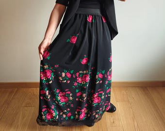 伝統的なフォークスカートマキシ、ボヘミアンスカート、ジプシースカート、ローズスカート、ワイドスカート、ポーランドフォークハイランダースカート、エスニックスカート、カントリーフォークスカート、