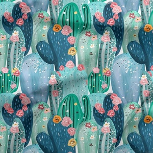 Kaktus Baumwollstoff, Kaktus Birne Druck Baumwolle,PREMIUM Digitaldruck Kaktus Blume Baumwollstoff, Breite 155cm