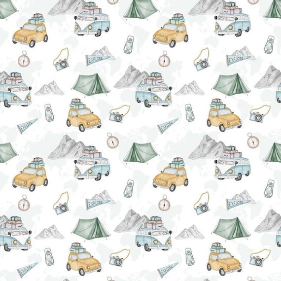 Erkunden Sie die Reise im Camper Reisedruck Baumwollstoff, 100