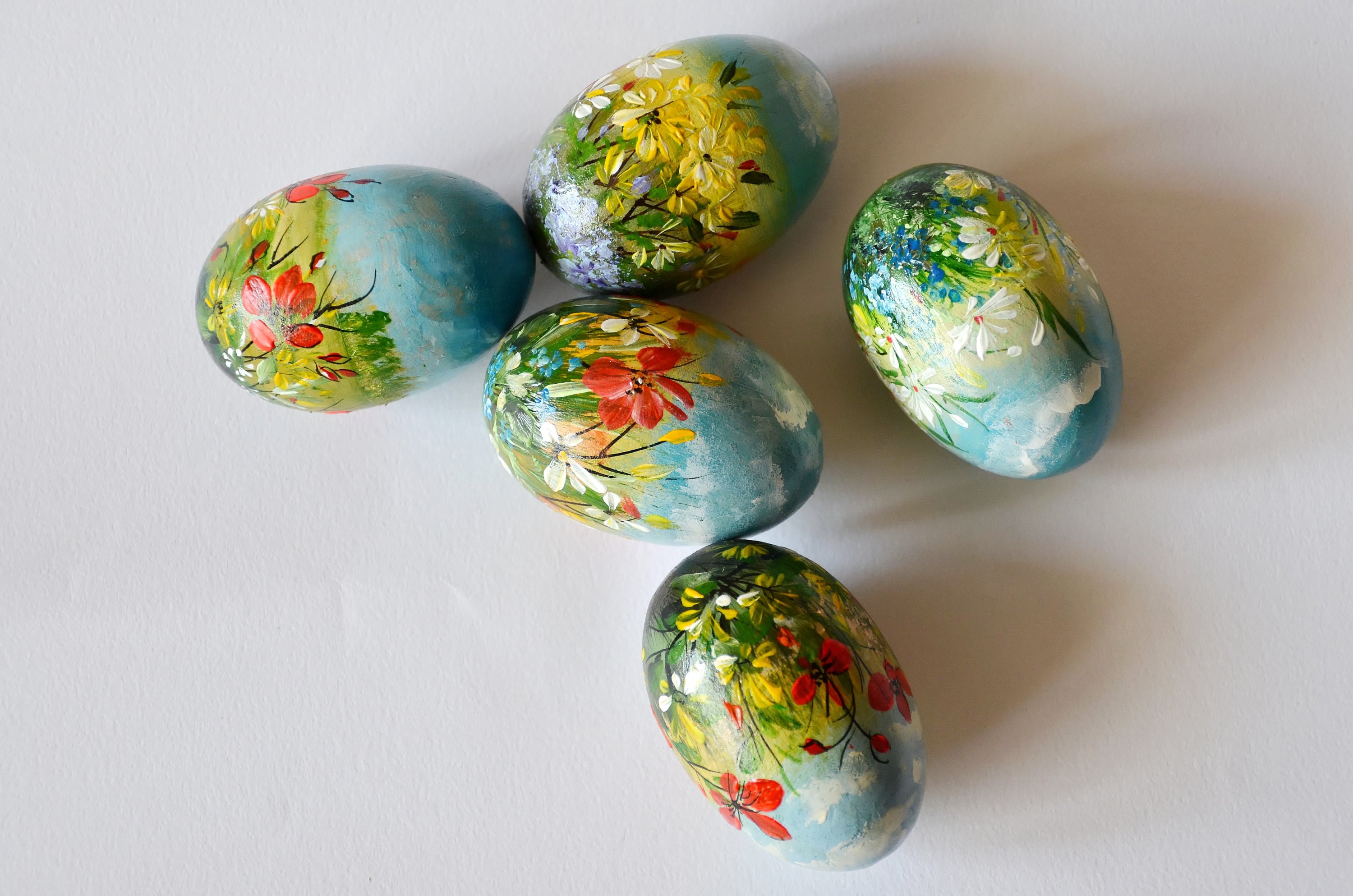 Egg art Painted Wooden Eggs Acrylic painting on egg Easter Etsy