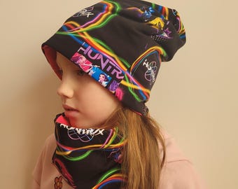 女の子用 K-pop ビーニーとループ、ジャージーハットとスカーフ/ループ/ネックスカーフ サイズ 39 cm-56 cm 春/冬用帽子 子供用、ハンターズ ビーニーセット 子供用