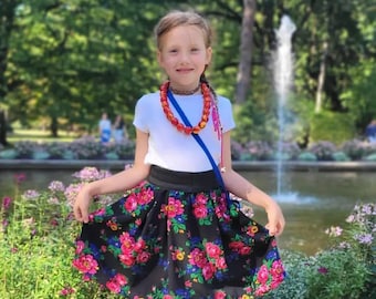 伝統的な民族衣装の女の子のスカート、花柄のスカート、ボヘミアンスカート、バラのスカート、ポーランドの民族衣装のハイランダースカート、民族衣装のスカート、スラブの民族衣装のスカート