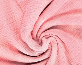 Tejido premium de gasa doble, tejido sólido de gasa doble premium, rosa, azul hermoso tejido suave 100% algodón, ancho 145cm/55" varios colores