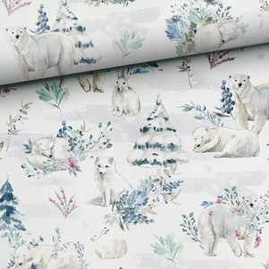 Winter forest Animals cotton fabric print Cotton Fabric,PREMIUM 100% Cotton,baby animals  Fabric,Fabric Width 155cm /61&quot; by meters/ yard