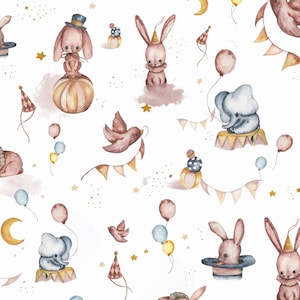 Animal Circus  digital print PREMIUM 100% Cotton Fabric,sweet toys fabric,kids sweet cotton,  fabric cotton,Width 155cm /61&quot; by yard/ meter