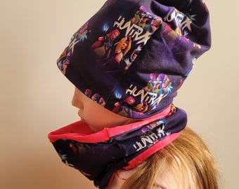 女の子用 K-pop ビーニーとループ、ジャージーハットとスカーフ/ループ/ネックスカーフ サイズ 39 cm-56 cm 春/冬用帽子 子供用、ハンターズ ビーニーセット 子供用