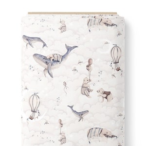 Ocean dream sky animals  premium cotton Fabric, Premium Digital Print Cotton,PREMIUM Cotton Fabric animals, Width 155cm /61&quot;
