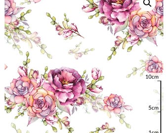 Fuchsia Flower Fabric,Fuchsia Premium Digital Print Cotton, beautiful flower Cotton Fabric, Flowers fuchsia  cotton Width 155cm /61"
