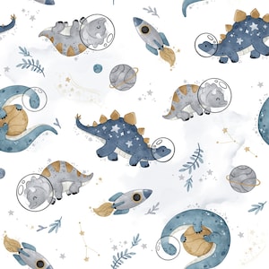 Dinosaur in space Premium  Cotton Fabric,100% Cotton,dino Fabric,dino space  Fabric,Fabric by the Yard 63" wide, by meter 160 cm wide