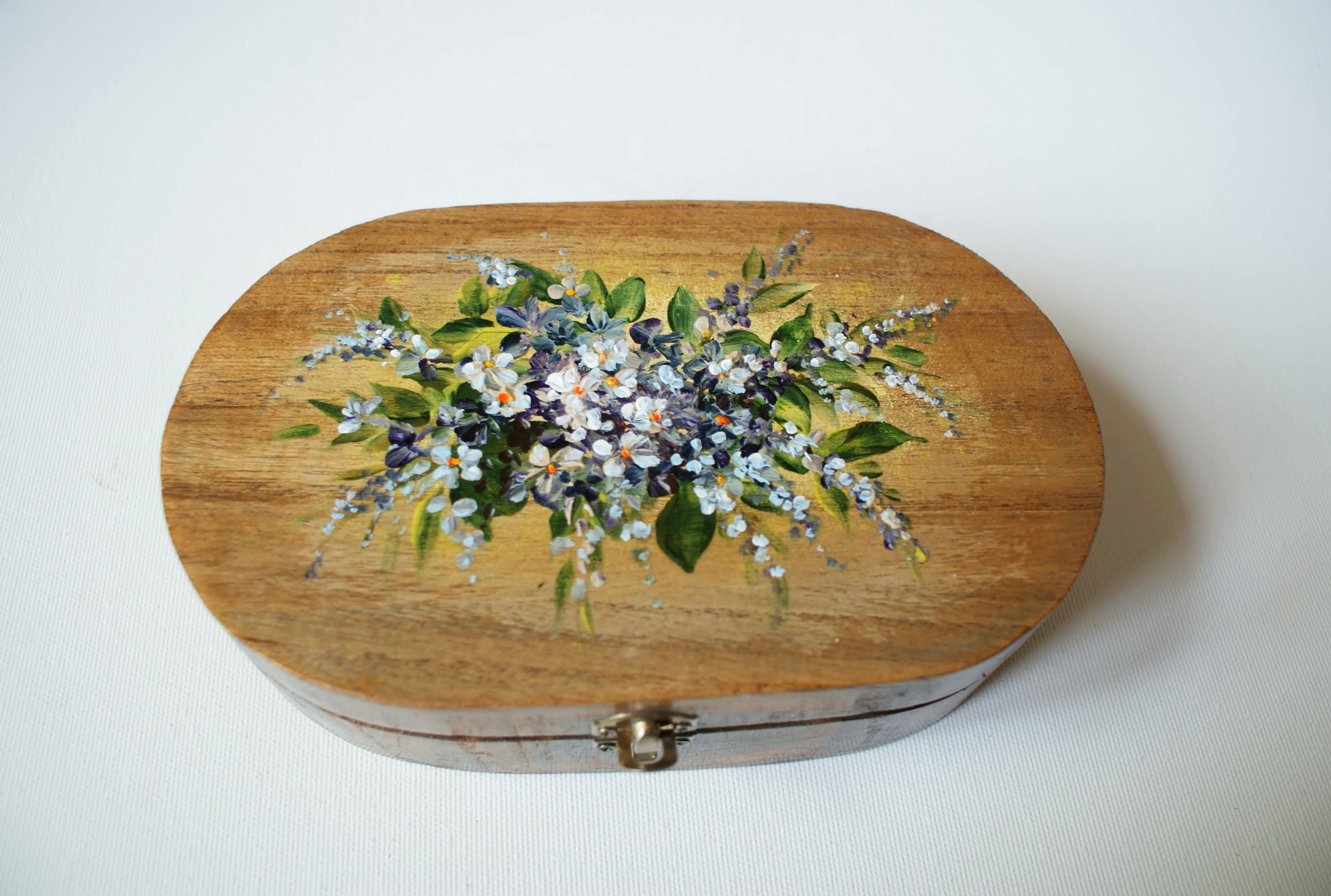 Wood Box, Painted Wooden Box, Box For Jewellery, Candies Decorative Acrylic Paint, Home Decor, Vintage Original Gift