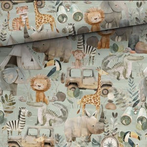 Saffari animal cotton fabric print Cotton Fabric,PREMIUM 100% Cotton/Jersey  ,forest animals Fabric,Fabric Width 155cm /61&quot; by meters/ yard