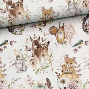 Forest animals cotton fabric print Cotton Fabric, PREMIUM 100% Cotton,sweet forest  animals Fabric, Fabric Width 155cm /61&quot; by meters/ yard