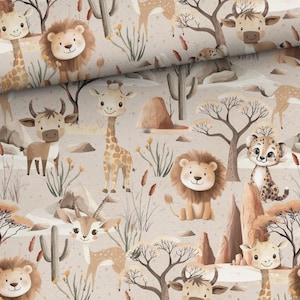Saffari animal cotton fabric print Cotton Fabric,PREMIUM 100% Cotton,forest baby animals  Fabric,Fabric Width 155cm /61&quot; by meters/ yard