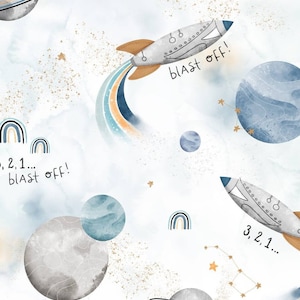 Kosmos planets Space night sky Premium digital print Cotton/Jersey Fabric,100% Cotton,Blast off Space Fabric,Kosmos premium Width 155cm /61"