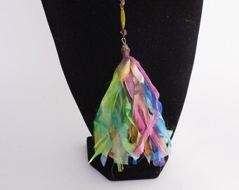 Silk necklace women, handmade pendant, gift for her