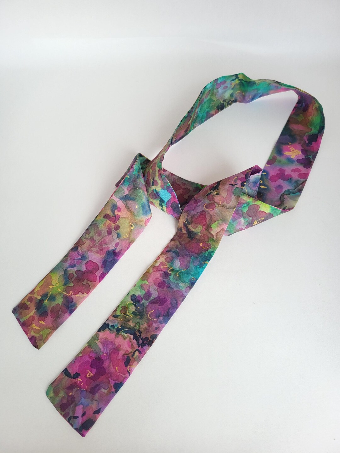 Floral Prism Hand Stitched Silk Scarfette main image 1