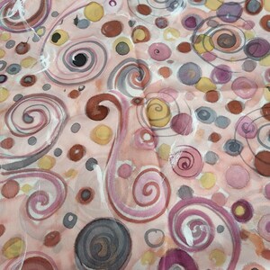 Hand-painted crepe de chine silk stole with woman motif: 180 x 45 cm, plum and gray image 9