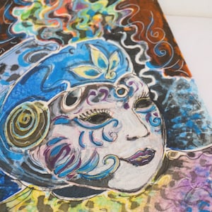 Venice Carnival postcard, hand-painted, birthday card, Mother's Day card