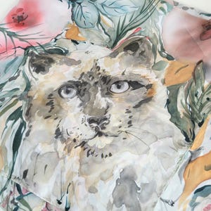 Hand painted silk scarf - Cats design - unique art accessory - Natural and elegant gift - Cats art scarf