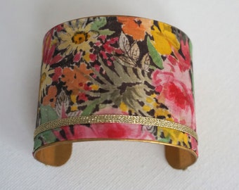 Cuff bracelet, hand-painted silk, silk bracelet for women, gift for her