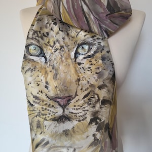Hand painted floral silk scarf, crepe de chine silk