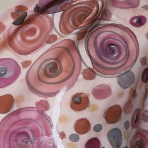 Hand-painted crepe de chine silk stole with woman motif: 180 x 45 cm, plum and gray image 4