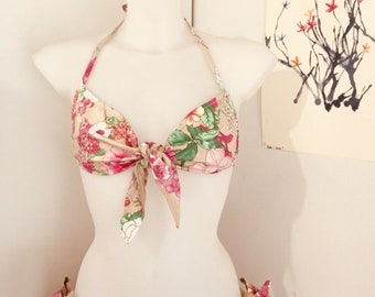Bikini en coton fleuri
