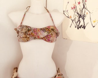 Bikini en coton fleuri